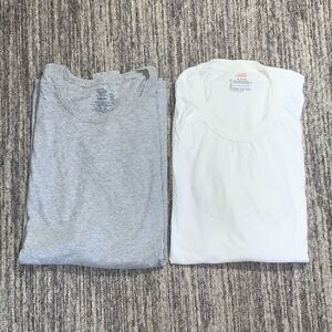 Lot of 2‎ Fruit of the Loom & Hanes Mens 3XL T Shirts Gray White Short Sleeves